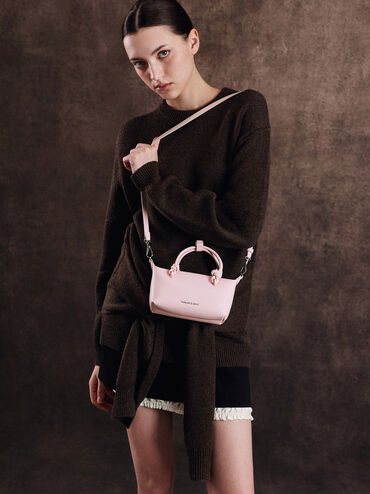 กระเป๋าโท้ทหูจับแบบปมรุ่น Sammie, สีคอตตอนแคนดี้พิงค์, hi-res