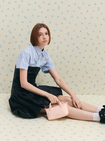 กระเป๋าโท้ทพร้อมหูจับแบบปมรุ่น Sammie, สีซอฟต์พิงค์, hi-res