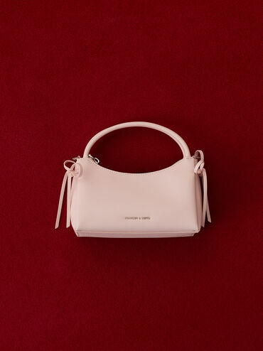กระเป๋าถือประดับโบว์รุ่น Hazel, สีซอฟต์พิงค์, hi-res
