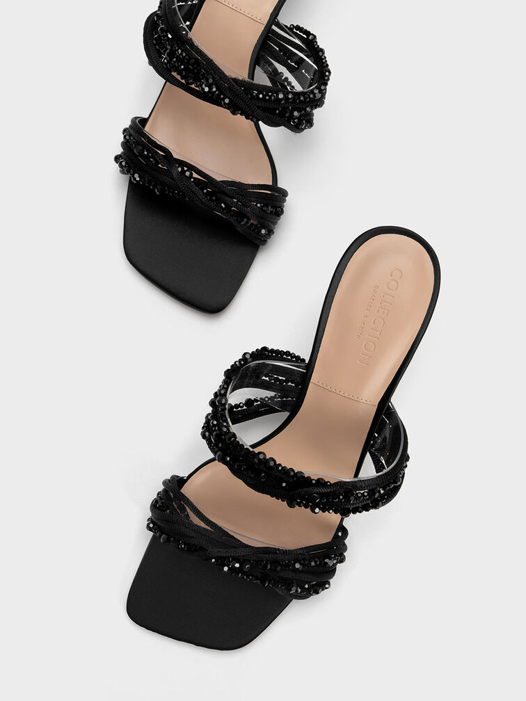 Beaded Strap Lace Mules, , hi-res