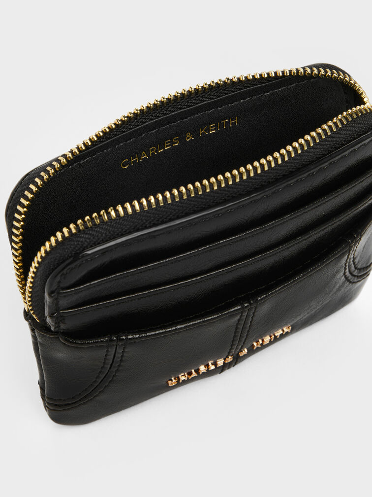 กระเป๋าใส่บัตรดีไซน์ซิปด้านบนรุ่น Ciara, สีดำ, hi-res