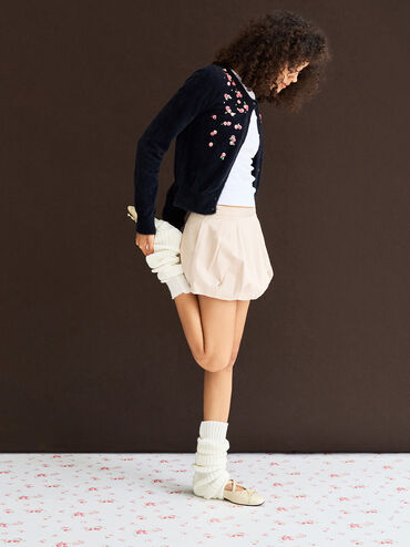 Studded Crossover-Strap Mary Jane Flats, Chalk, hi-res