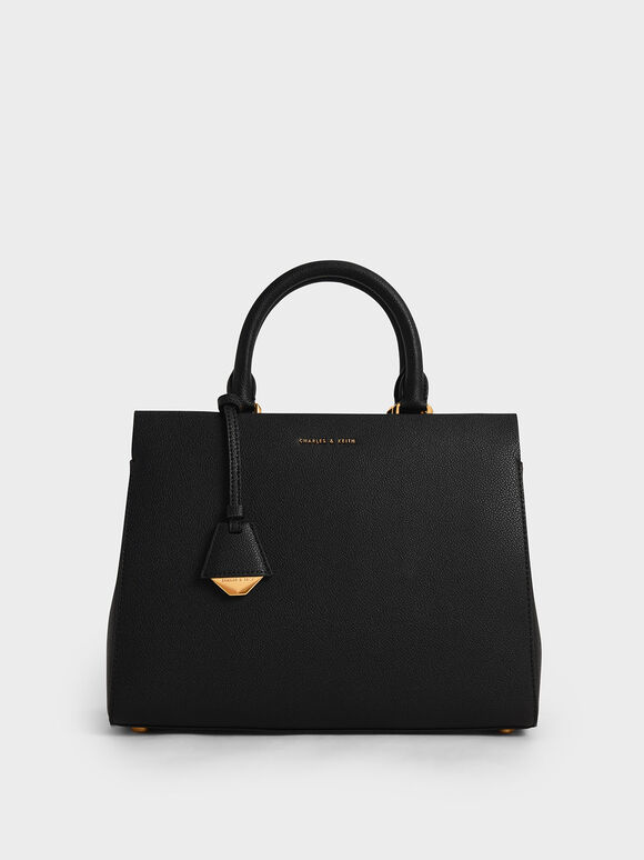Large Double Handle Bag, Black, hi-res
