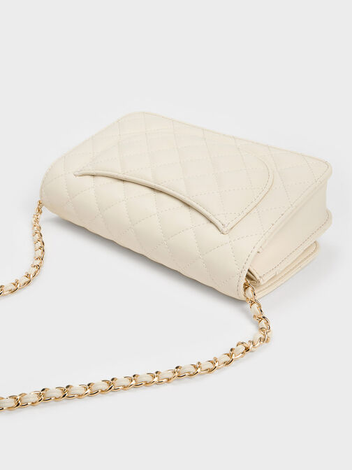 Cressida Quilted Push-Lock Clutch, Cream, hi-res