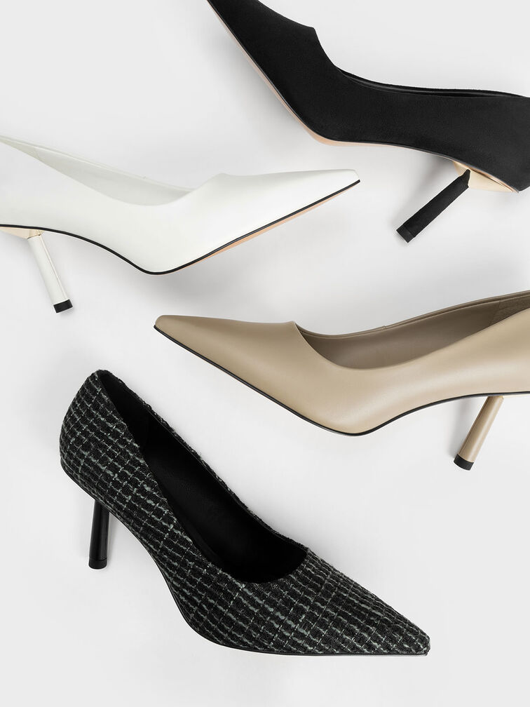 Cylindrical Heel Tweed Pumps, , hi-res