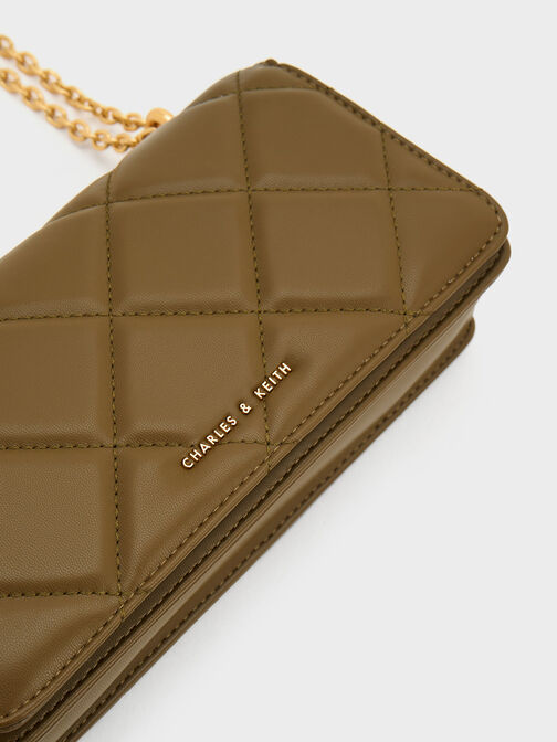 Paffuto Chain Handle Quilted Long Wallet, , hi-res