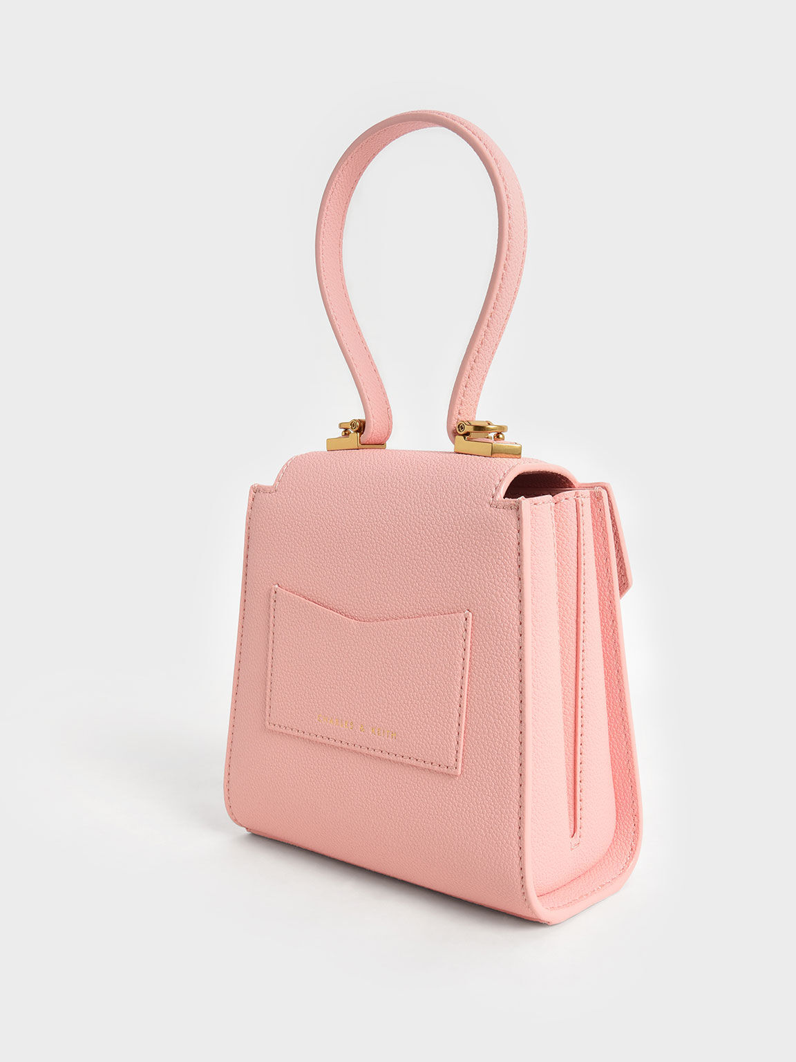Geometric Top Handle Chain-Link Bag, Light Pink, hi-res