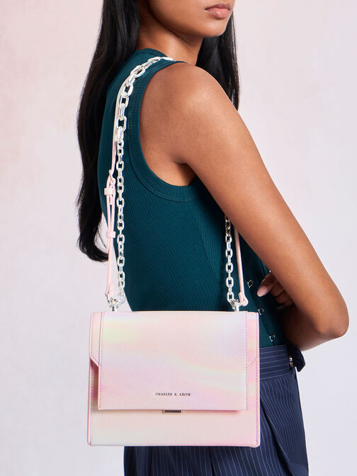 Front Flap Chain Handle Crossbody Bag, , hi-res