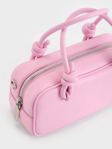 กระเป๋าสะพายข้างทรงยาวดีไซน์หูจับแบบผูกปมรุ่น Sammie, สีบับเบิ้ลกัมพิ้งค์, hi-res