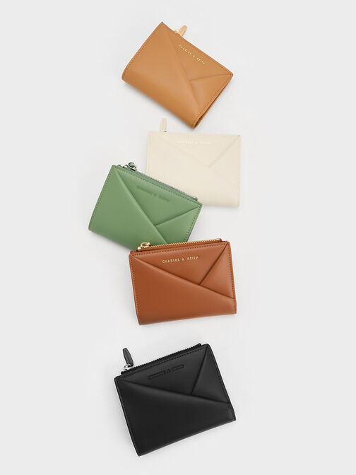 กระเป๋าสตางค์ทรงสี่เหลี่ยมดีไซน์ที่ปิดแบบซิปด้านบนรุ่น Midori, สีแทน, hi-res
