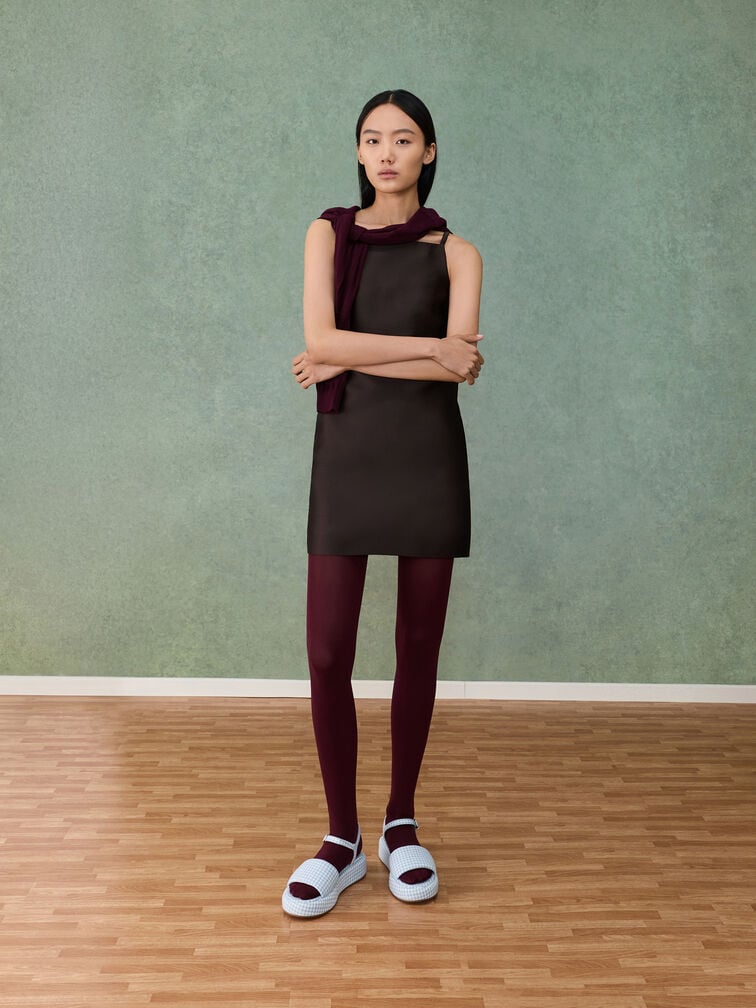 Gingham Ankle-Strap Flatform Sandals, Light Blue, hi-res