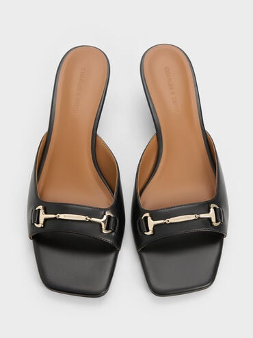 Erinna Metallc-Accent Wedge Mules, Black, hi-res