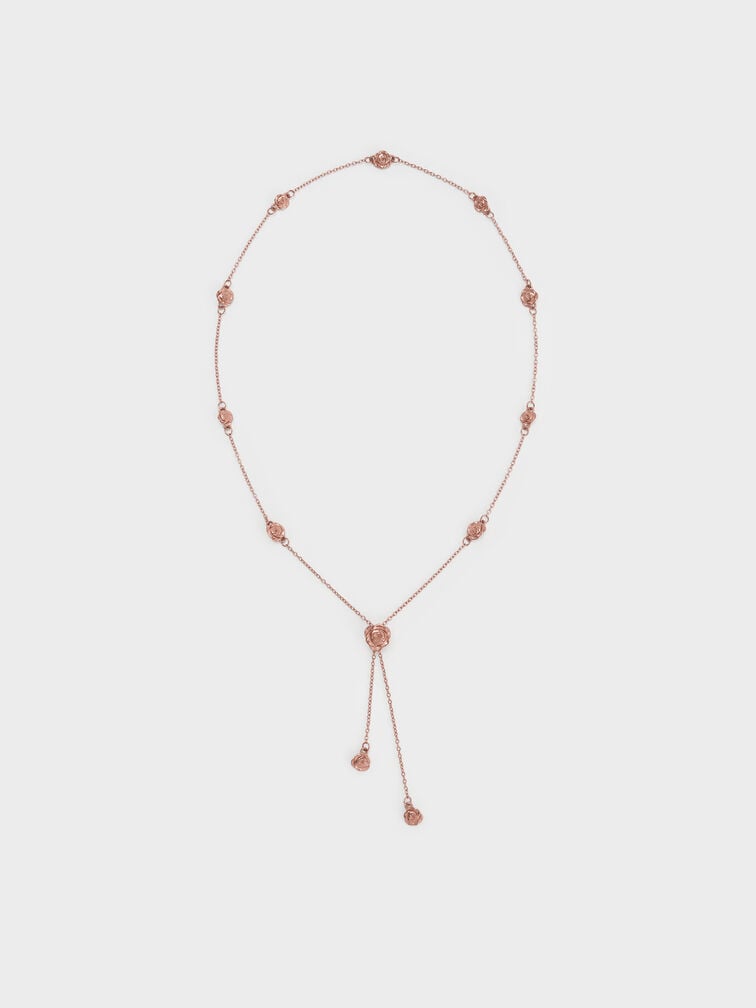 Rosalind Flower-Motif Necklace, Brushed Rose Gold, hi-res