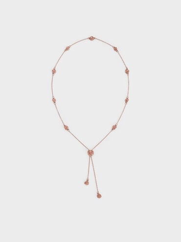 Rosalind Flower-Motif Necklace, Brushed Rose Gold, hi-res