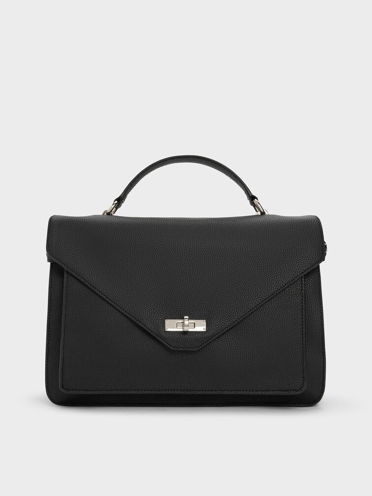 Chance Turn-Lock Top-Handle Bag, Noir, hi-res