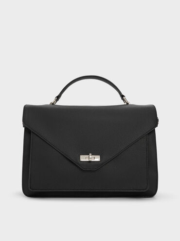 Chance Turn-Lock Top-Handle Bag, Noir, hi-res