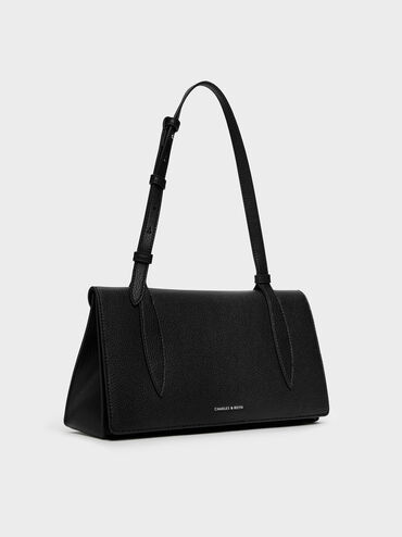 กระเป๋าสะพายไหล่รุ่น Allyn, สีดำอะไหล่สีเงิน, hi-res