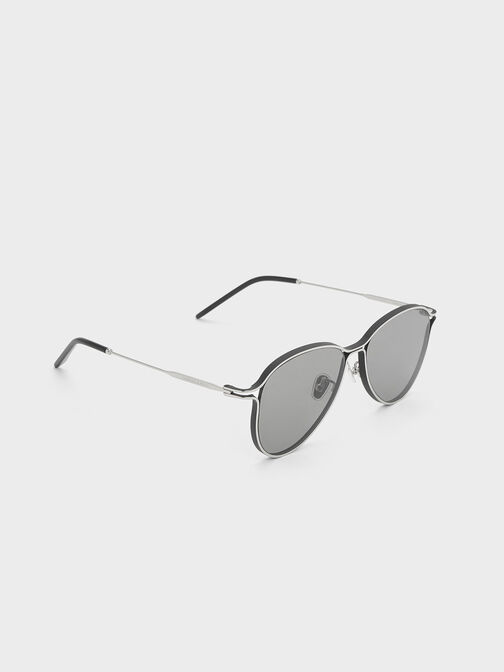 Metallic Accent Aviator Sunglasses, , hi-res