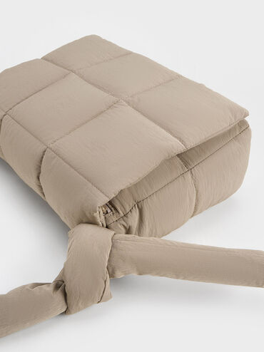 Errya Nylon Quilted Puffy Crossbody Bag, สีโทป, hi-res
