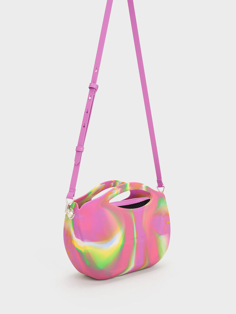 Cocoon Curved Handle Printed Bag, สีมัลติ, hi-res