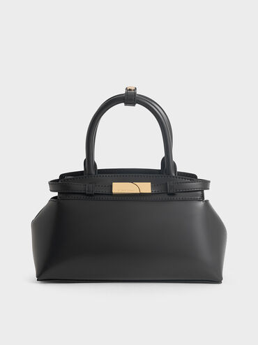 Aurelia Metallic-Accent Elongated Tote, Black, hi-res