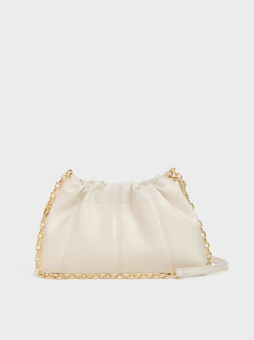 Ciara Ruched Crossbody Bag, Cream, hi-res