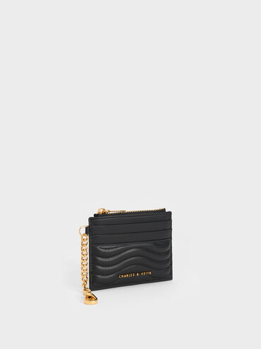 กระเป๋าใส่บัตรดีไซน์ลายคลื่นรุ่น Aubrielle, สีดำ, hi-res