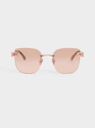 Rimless Butterfly Sunglasses, สีโรสโกลด์, hi-res