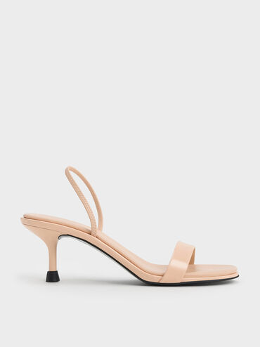 Patent Strap Kitten-Heel Slingback Pumps, Blush, hi-res