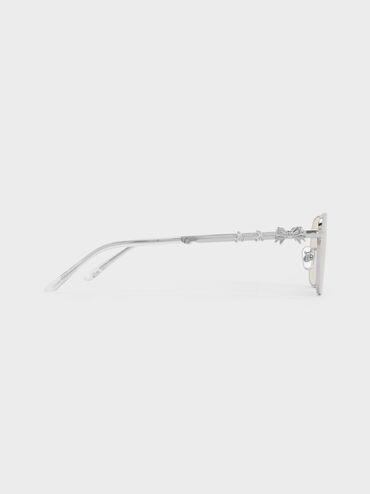 Paige Rectangular Sunglasses, Silver, hi-res