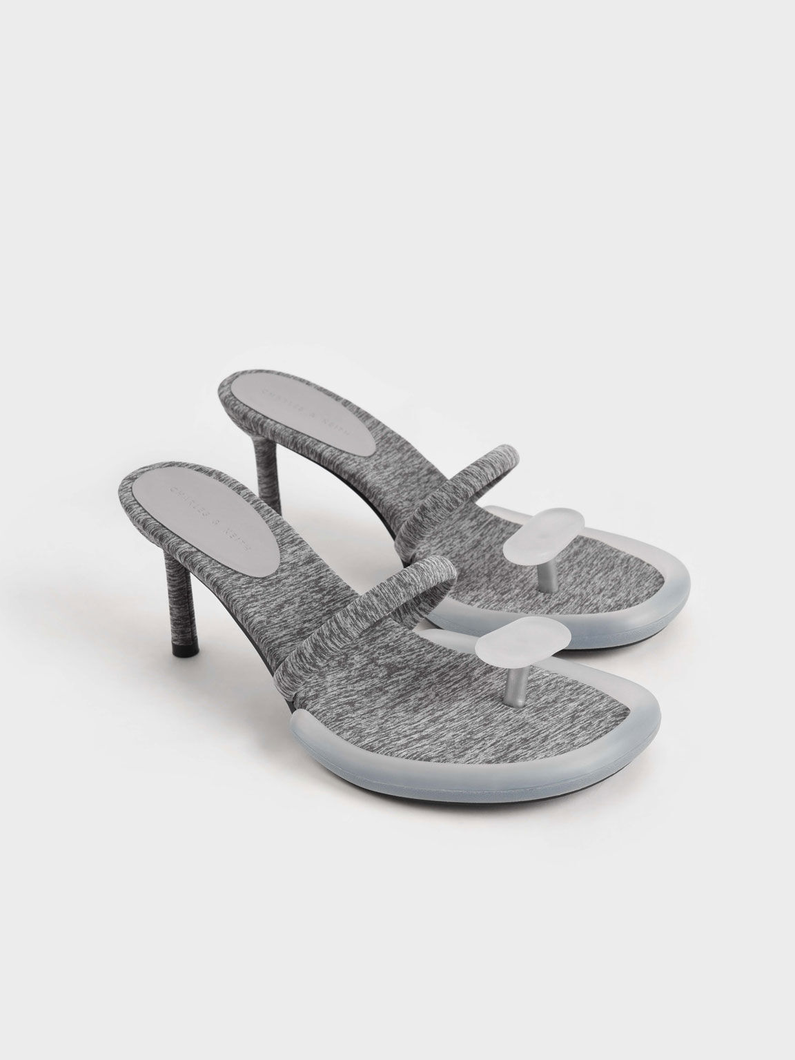 Electra Recycled Polyester Heeled Thong Sandals, Light Grey, hi-res