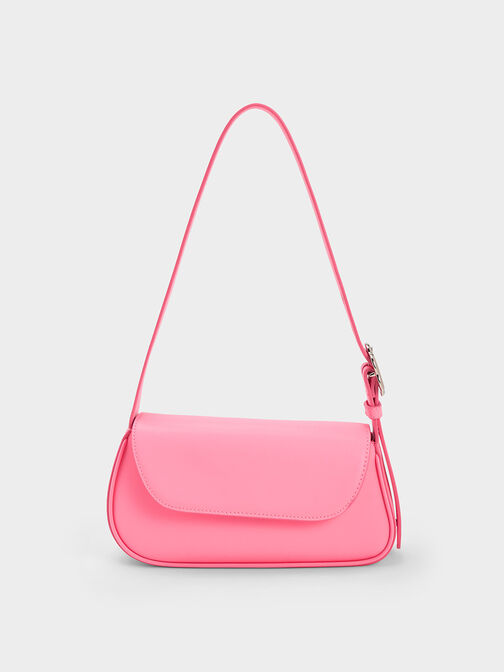 Petra Asymmetrical Front Flap Bag, สีชมพู, hi-res