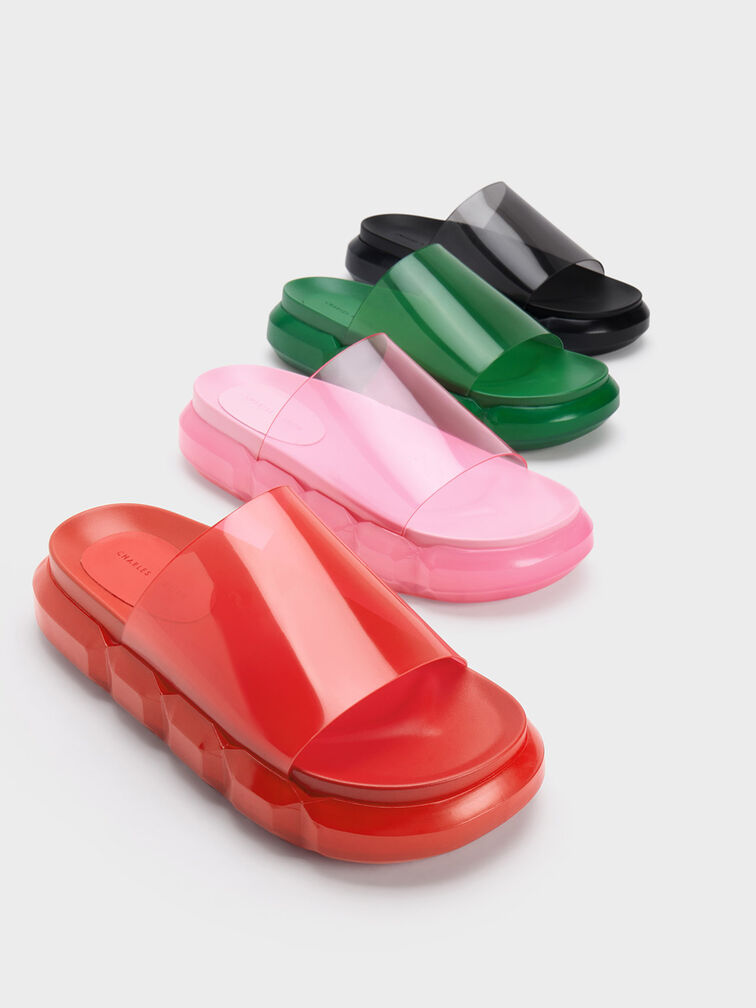 Fia See-Through Slide Sandals, สีเขียว, hi-res