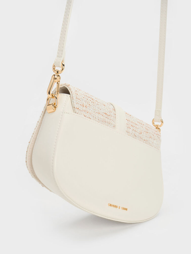 Blair Tweed Belted Bag, White, hi-res