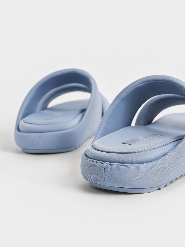 Recycled Polyester Padded Slide Sandals, สีฟ้าอ่อน, hi-res