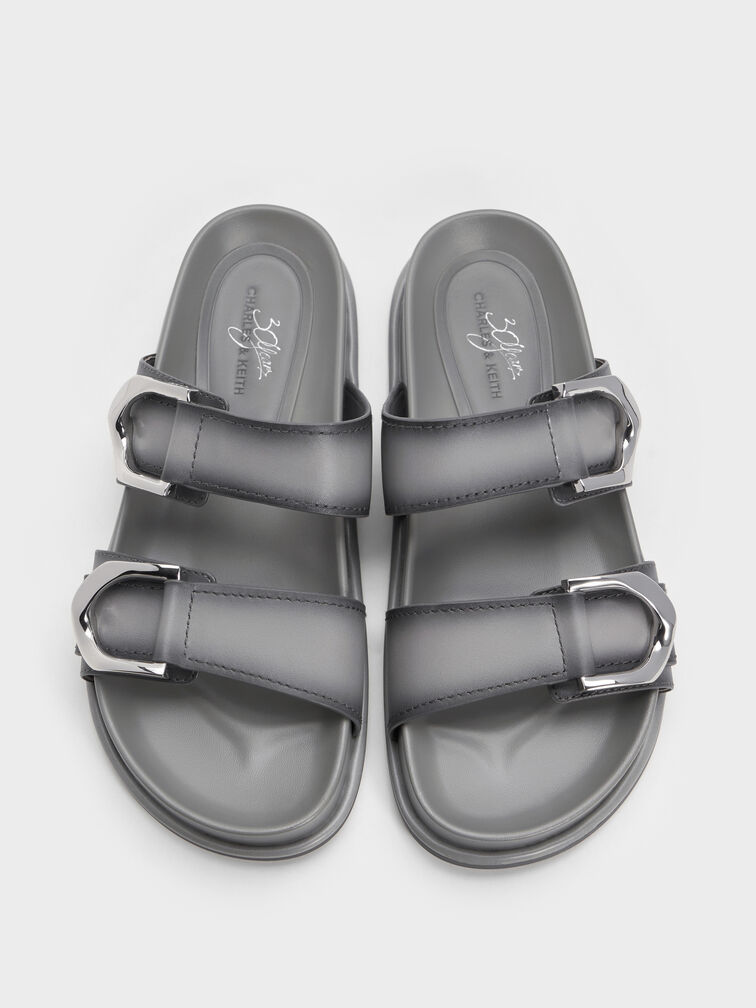 Gabine Leather Ombre Buckled Sandals, Light Grey, hi-res