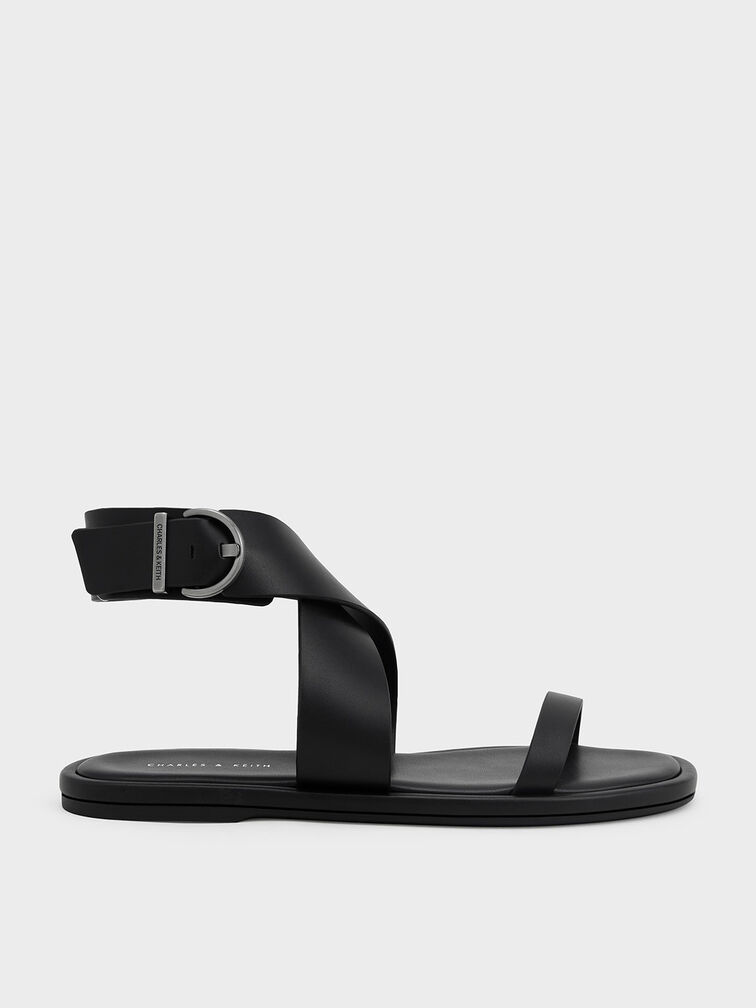 Thick Ankle Strap Flat Sandals, , hi-res