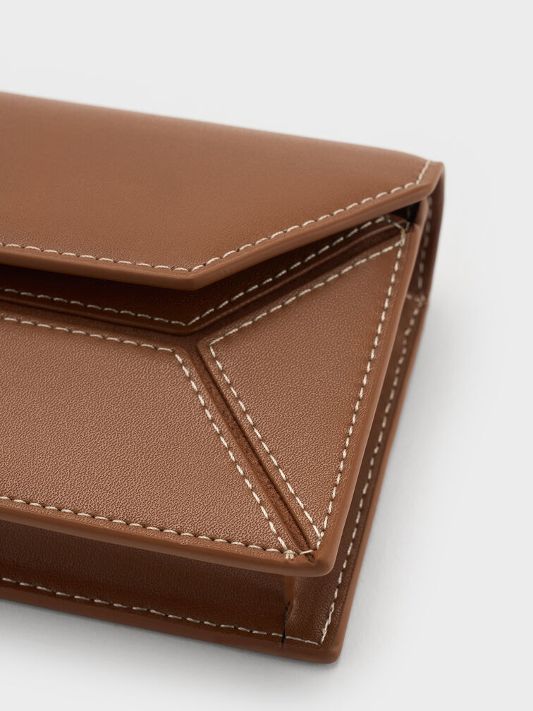 Nasrin Geometric Long Wallet, Chocolate, hi-res
