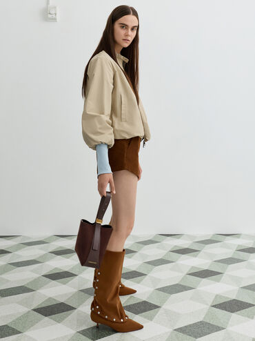 Edna Recycled Suede Bucket Bag, Espresso Brown, hi-res