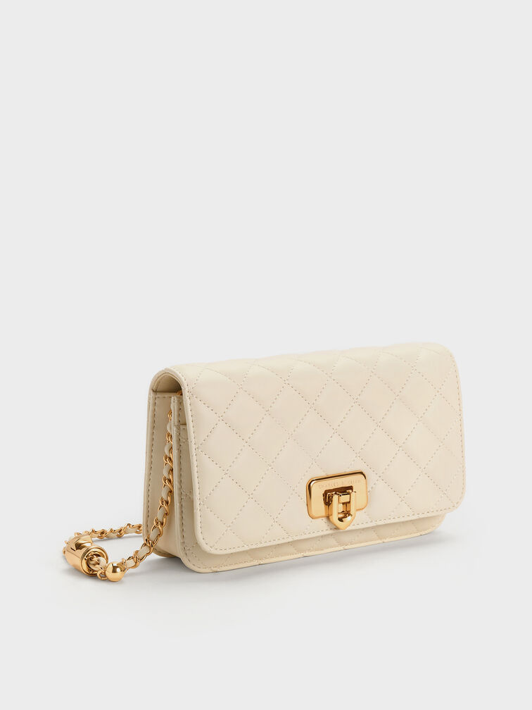 Cressida Quilted Push-Lock Clutch, Cream, hi-res