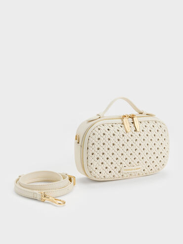 Azure Woven Crossbody Bag, Cream, hi-res