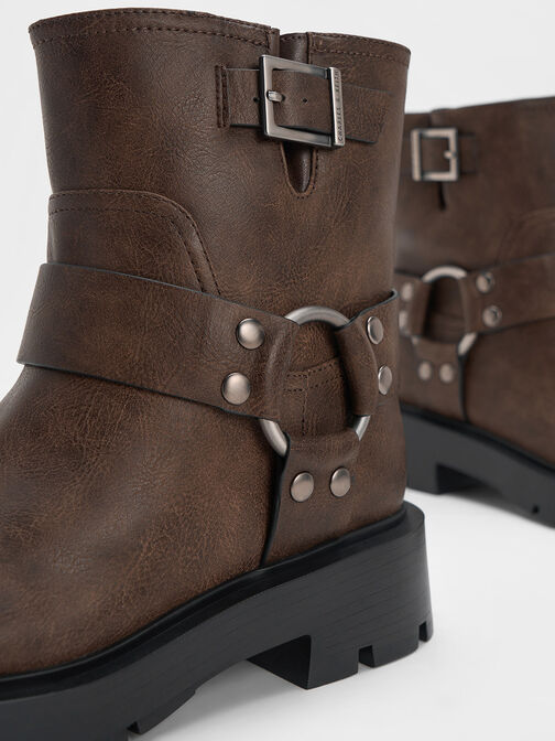 Metallic Buckled Ankle Boots, , hi-res