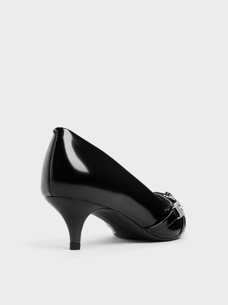 Aira Buckled-Strap Kitten Heels, Black Boxed, hi-res