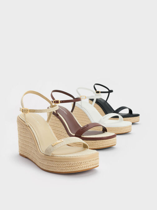 Linen Espadrille Wedges, , hi-res
