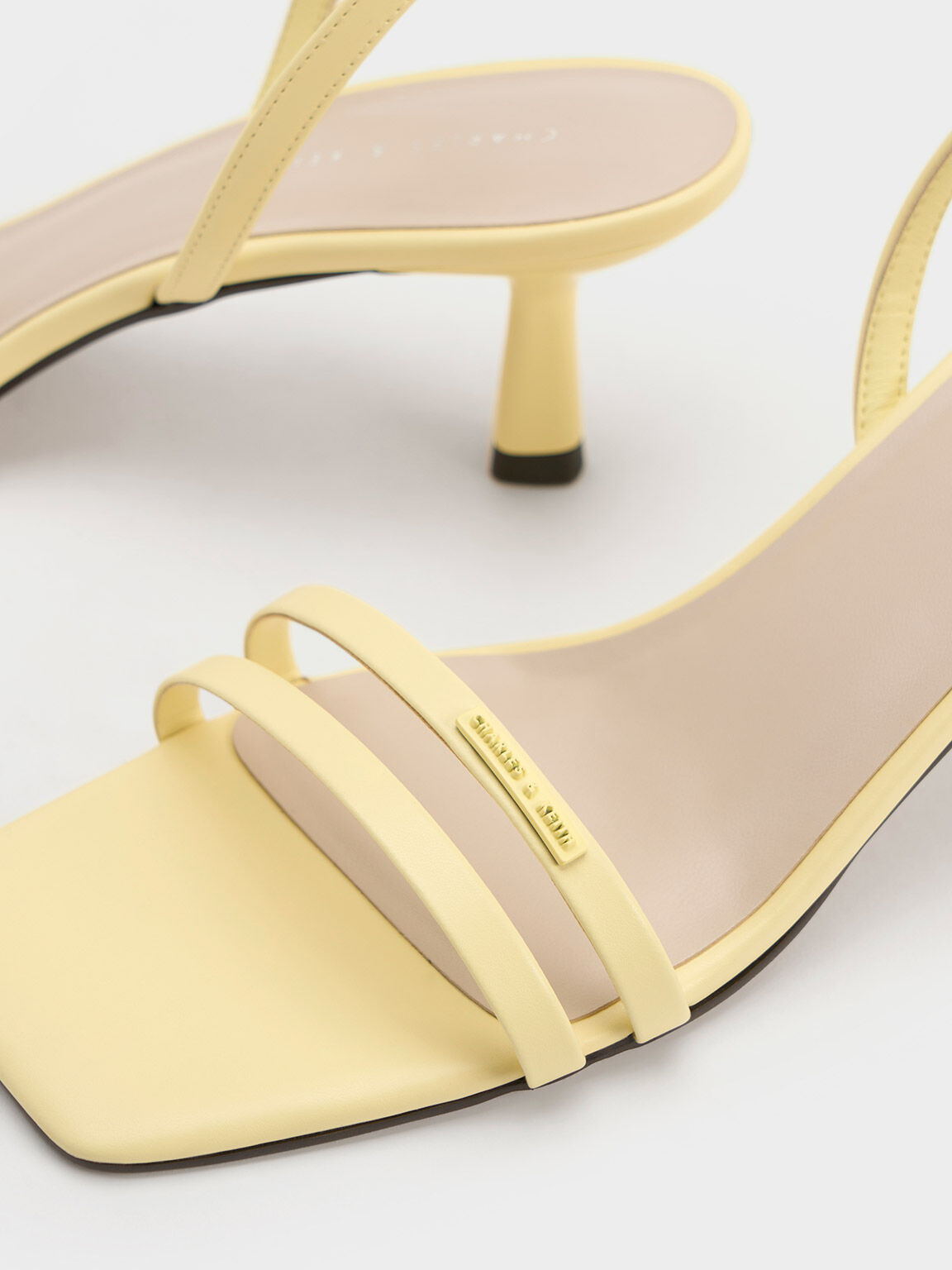 Yellow Double Strap Slingback Heeled Sandals CHARLES KEITH TH