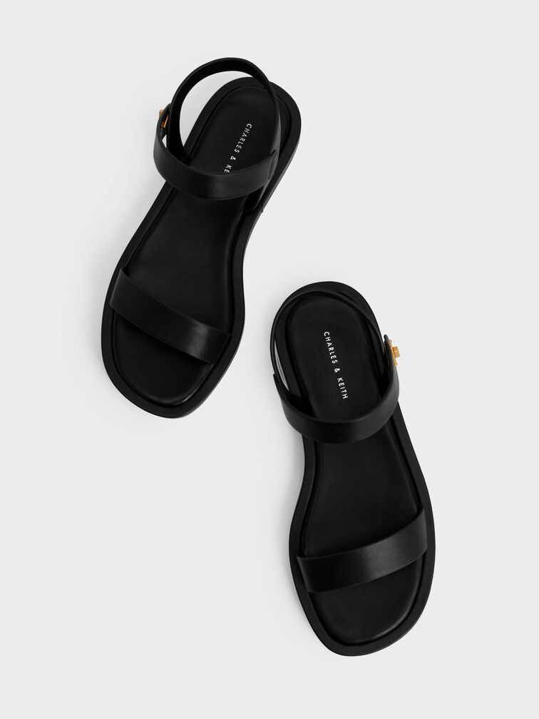 Back Strap Sandals, Black, hi-res