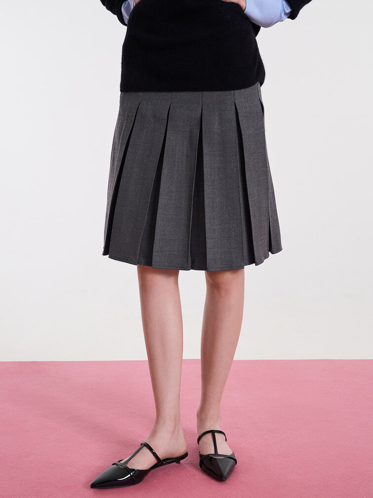 Clara T-Bar Pointed-Toe Mules, Black Boxed, hi-res
