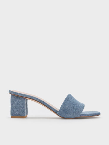 Denim Quilted-Heel Mules, Denim Blue, hi-res