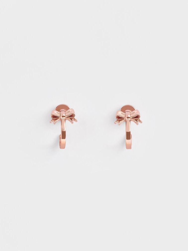 ต่างหูแบบติดตกแต่งโบว์รุ่น Paige, สีโรสโกลด์, hi-res
