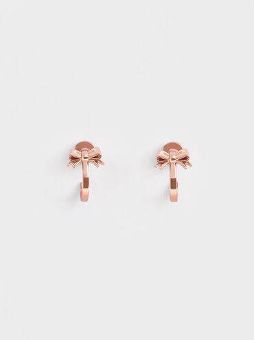ต่างหูแบบติดตกแต่งโบว์รุ่น Paige, สีโรสโกลด์, hi-res